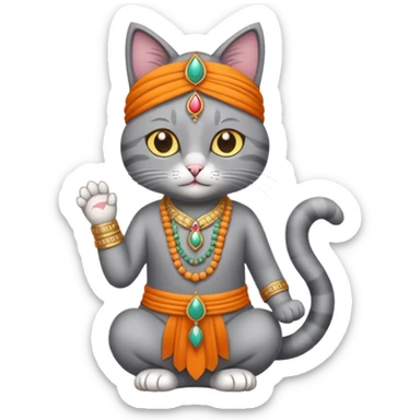 grey cat wearing indian clothes sticker