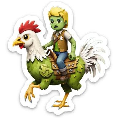 Minecraft Chicken jockey sticker