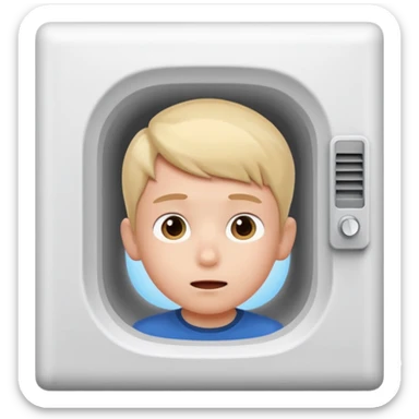 Boy with wall hole aircon sticker