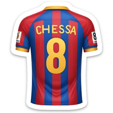 buat custom barcelona nama chessy nomor punggung 8 menghadap belakang hanya baju nama chessy tidak pakai orang nomor punggung 8 menghadap belakang sticker