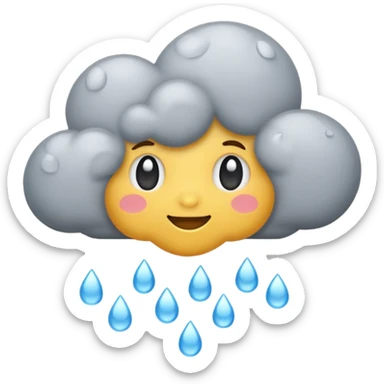 emoji of grey cloud is raining sticker