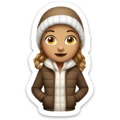 girl wearing a white and brown winter outfit sticker
