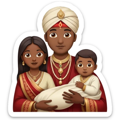 indian traditional parents with their small baby boy sticker