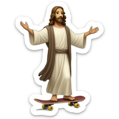 jesus on skateboard sticker