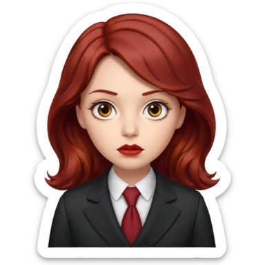 long and wavy dark red haired girl, with thick lips, big eyes and she looks like an attorney but feminine sticker