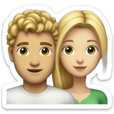 A couple consisting of white man with blonde hair and green eyes and white girl with long brown eyes and brown hair  sticker