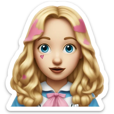 Alice in wonderland with pink stain on her nose  sticker