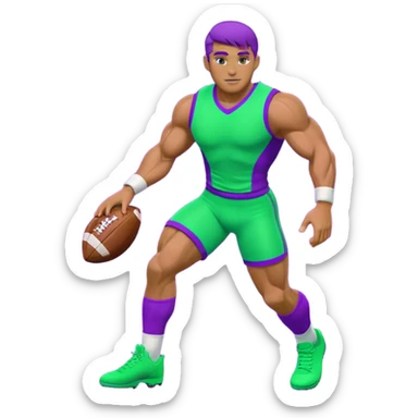  sports icon in neon purple and green, football sticker
