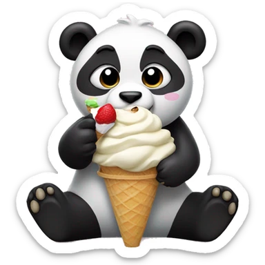 Panda eating ice cream sticker