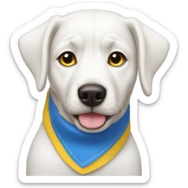 White dog blue eyes blue bandana and yellow collar  sticker