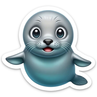 Cinematic Comical Seal Portrait Emoji, Head tilted dramatically with an exaggeratedly shocked expression, featuring a polished, streamlined body with wide, comically expressive eyes brimming with humorous disbelief, Simplified yet hilariously expressive features, highly detailed, glowing with a slightly sassy aquatic glow, high shine, dramatic yet playful, stylized with an air of quirky maritime attitude, soft glowing outline, capturing the essence of a meme-worthy seal that appears ready to side-eye its way into viral fame! sticker