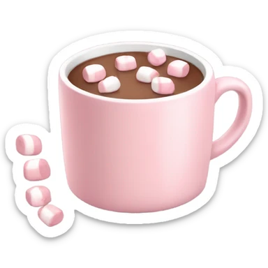 Light Pink mug of hot chocolate with marshmallows  sticker