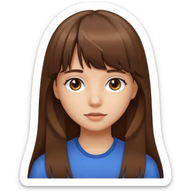 eu quero uma menina de franja e cabelo comprido cabelo castanho e franja  sticker