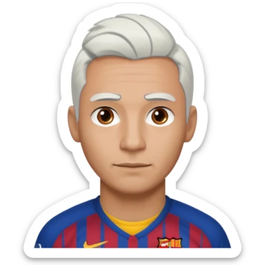 araujo футболист с белыми волосами и коричневыми бровями  в футболке барселоны sticker