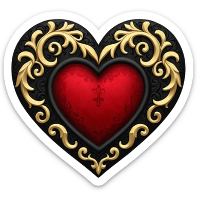 realistic gothic heart with black velvet texture sticker