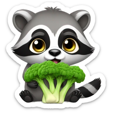 Cute Raccon eat broccoli sticker