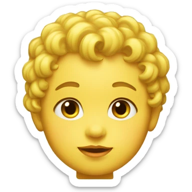 baby face, no neck, yellow skin, curl on head sticker