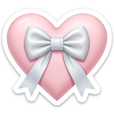 Pastel pink heart with white bow sticker