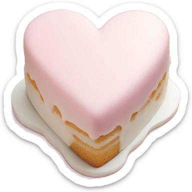 pastel pink heart shaped cake with white shell frosting sticker