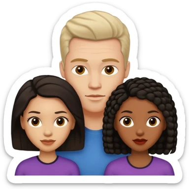 White brunette American man with two black african women both are African one is light skin black and one is medium tone black with african hair styles sticker