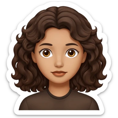 Piel morena con cabello castaño oscuro ondulado sticker