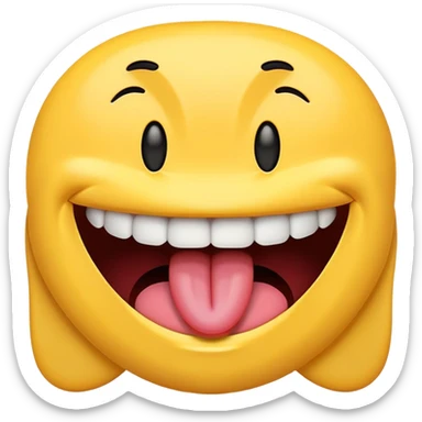 smily face with tongue folded onto teeth sticker