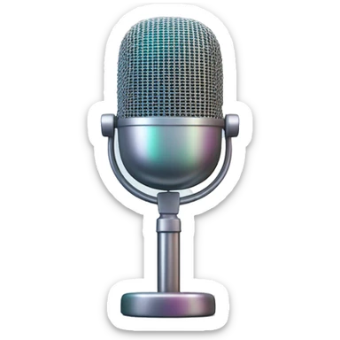 Realistic isolated gradient silver holographic podcast microphone sticker