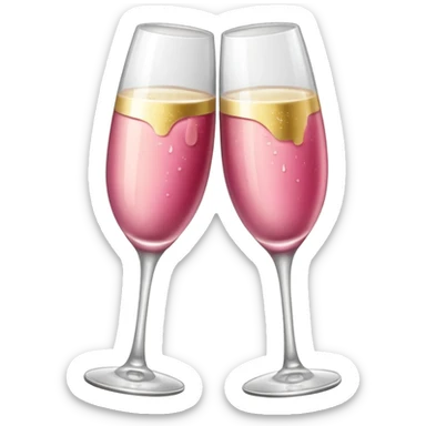 champagne glasses with pink meat champagne giving cheers sticker