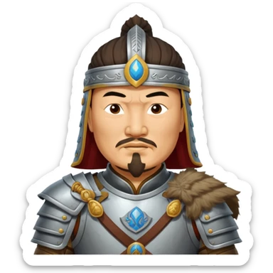 portrait of Genghis Khan in armor rotated 45 degrees to the right sticker