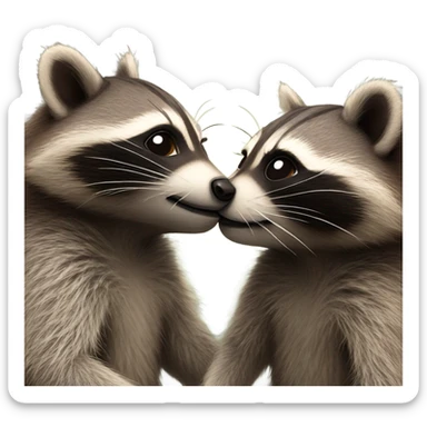 two raccoon kiss sticker