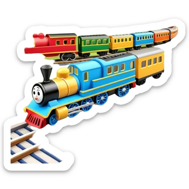 Toy Trains in a railway track  sticker