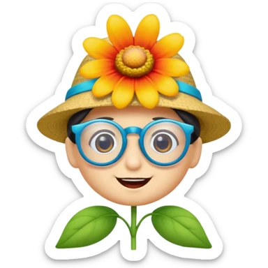 a flower with a personality and accessories sticker
