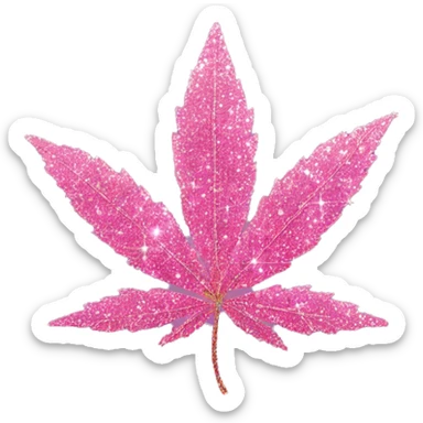 pink sparkly weed leaf  sticker
