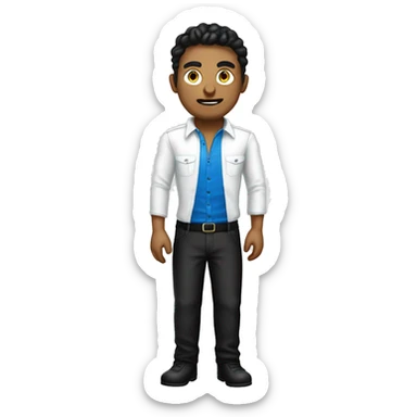 Esqueleto con fuego azul en el ojo con camisa blanca chaquet azul y pantalones negros sticker