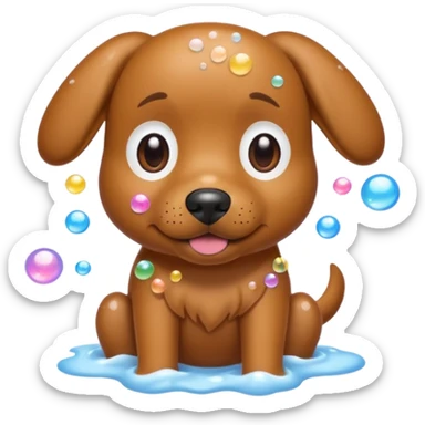 brown dog with soap bubbles sticker