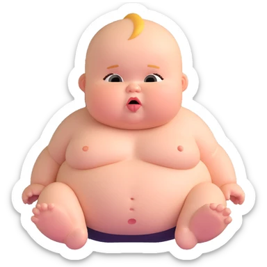 sad fat baby sticker