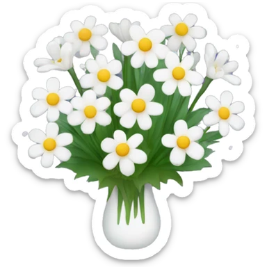 bouquet of snow drops, chrysanthemum and cosmos flowers sticker