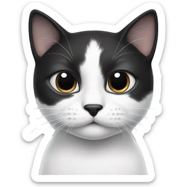 White cat with black patches  sticker