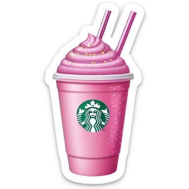 pink starbucks cup with glitter straw sticker