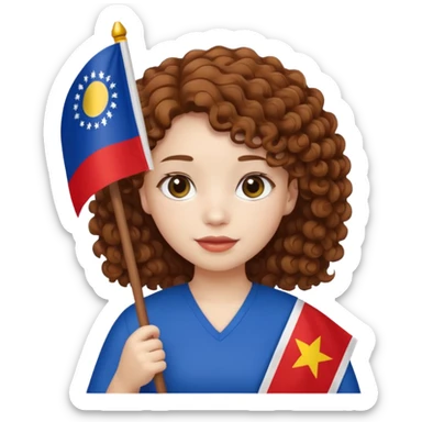 white curly brown hair girl pinoy flag sticker
