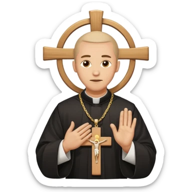 Orthodox Christian priest crossing himself with the movement of the Cross outlined sticker