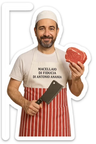 uomo Macellaio chiamato "Macellaio di Fiducia di Antonio Ananìa" sticker