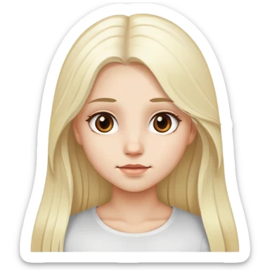 Girl, Long whiteish blond hair, Brown eyes, white skin sticker