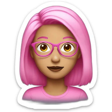 PINK mai with pink glasses and hair sticker