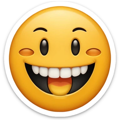 Emoji padrão preto com aparelho dentário com os dentes a mostra bem amarelo sticker