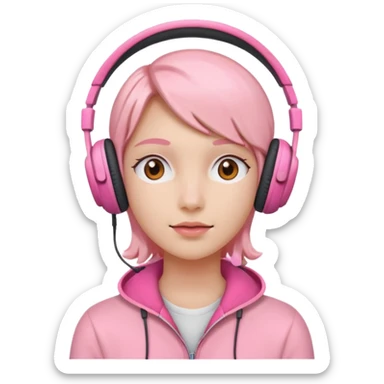 peachy with pink headphones on sticker