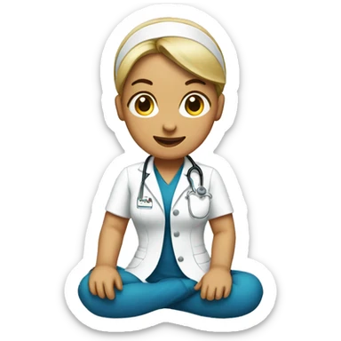 Woman-nurse-ponytail sitting down sticker