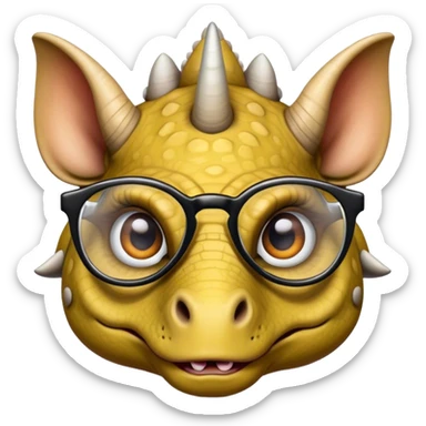triceratops face with glasses sticker