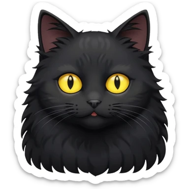 create an image of a black cat with yellow eyes and a white spot on its chest in ghibi style sticker