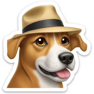 Dog wearing hat sticker
